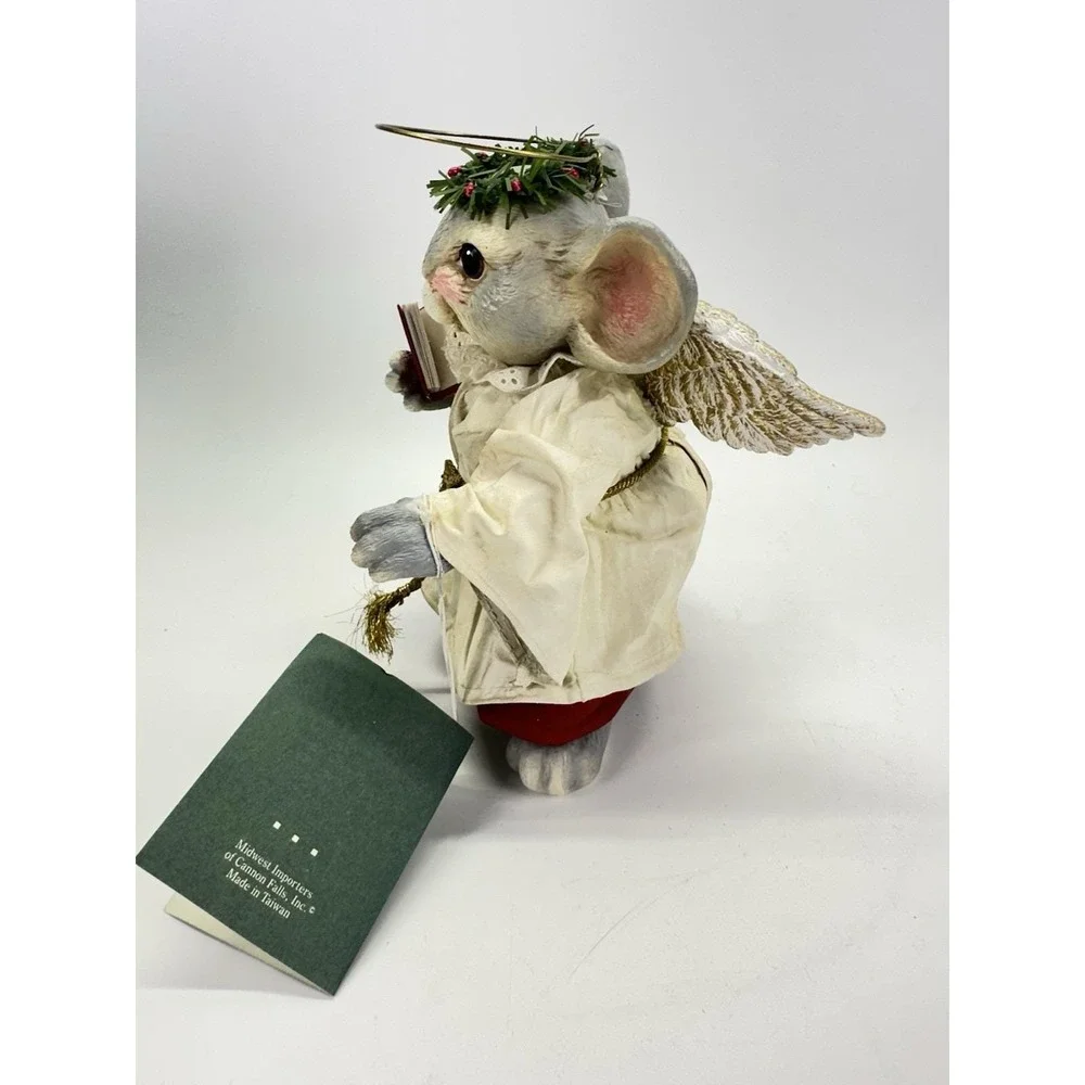 Vintage Midwest Cannon Falls Angel Mouse Fabric Mache Figurine Christmas Taiwan